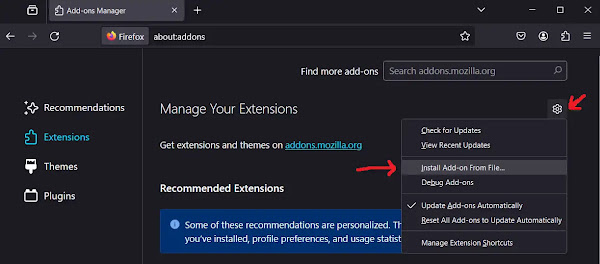 Firefox Add-ons Manager Settings