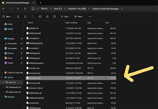 IDM extension file location for Tor Browser