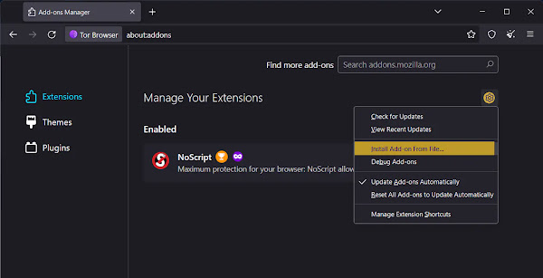 Install IDM extension in Tor Browser Add-ons Manager